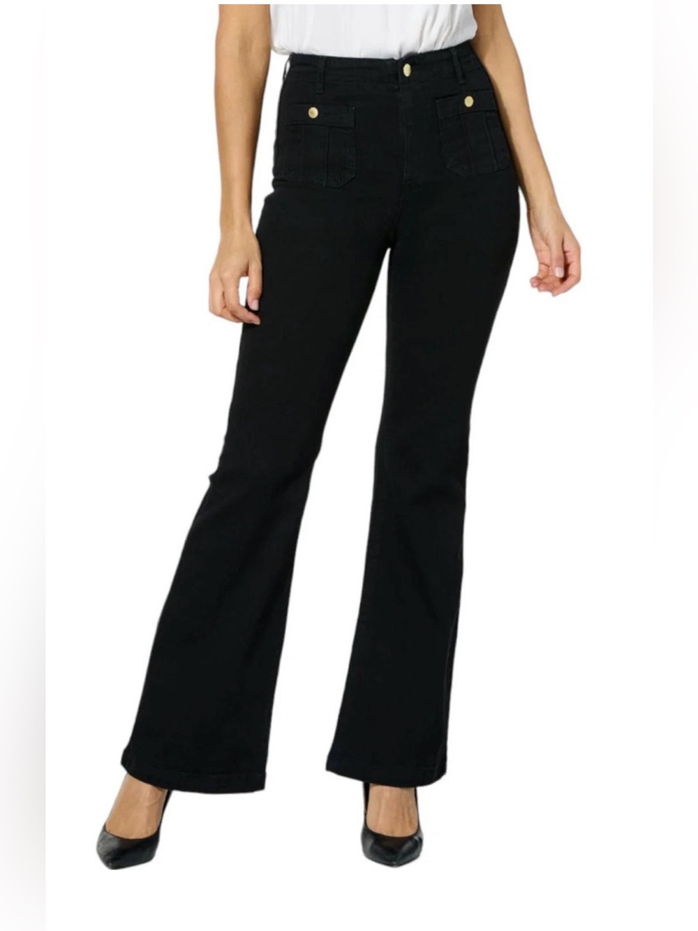 G by Giuliana EcoChic High-Rise Wide-Leg Jean, Black Rinse, 6P